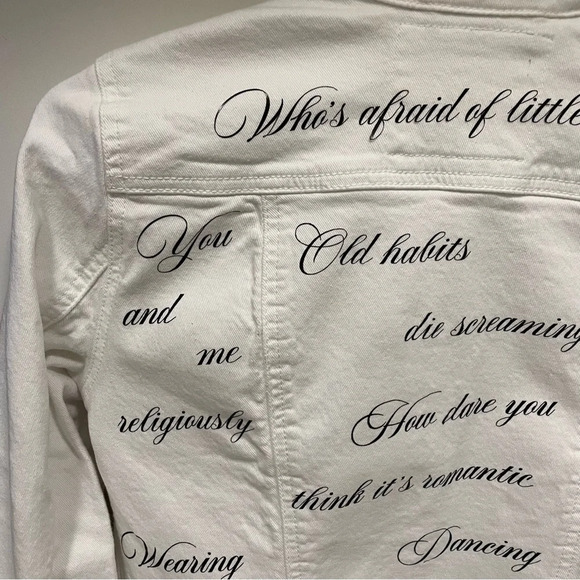 Taylor Swift Tortured Poets Upcycled Garage Denim Jean Jacket Women’s Small - Picture 10 of 11